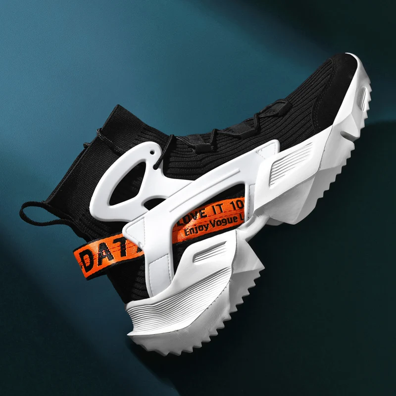 High-top Socks Sports Shoes For Boys Male Trainers Chunky Sneakers White Trend Street Light Young Children Walking Running Shoes