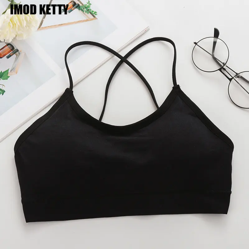 New Spring and Summer New Casual French Double Cross Shoulder Strap Breast Wrapping Bra Sports Backless Vest Underwear Women