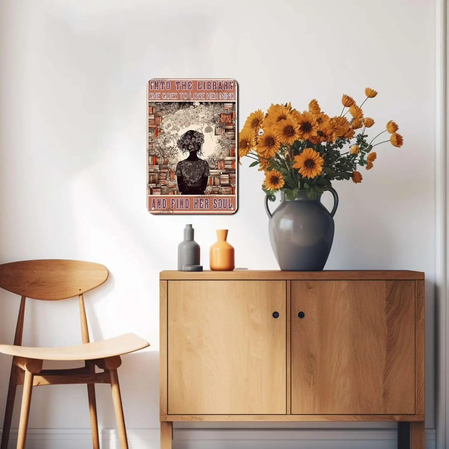 Tn Sgn Booksndar The Lbrry Vertcl Плакат Grl Love Books Vntge Wll rt Book Lover Dctonry Outdoor Street &ampmp Home Br Bedroom