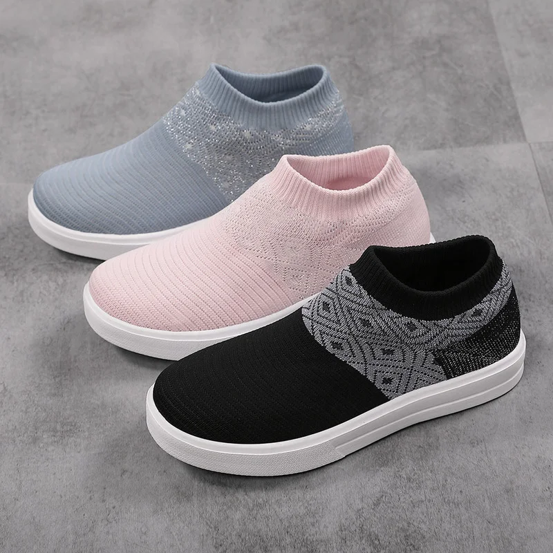 

Womens Soft Sock Shoes Breathable Knit Slip On Shoes Comfortable Walking Shoes