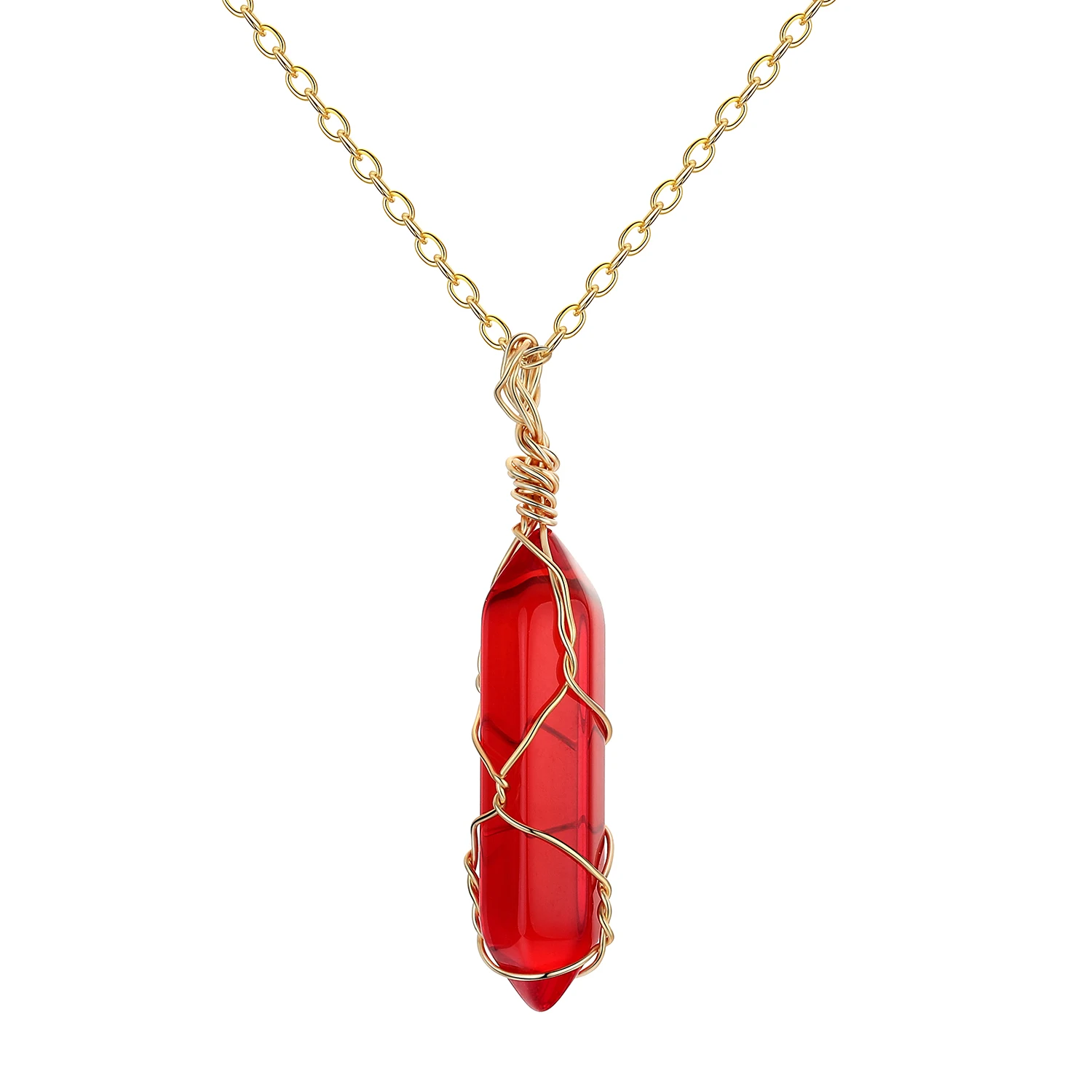 

DCARZZ Raw Carnelian Necklace Stone Pendant Trendy Jewelry Party Healing Red Crystal Necklace Gold Plated Women Gift