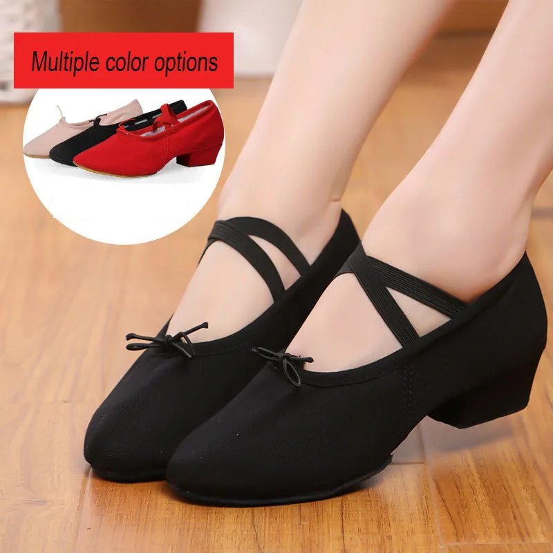 

Women Dance Shoes Girls Ballet Jazz Salsa Shoes Soft Sole Low Heels Kids Dancing Slippers Pink Black Red Children Latin Sneakers