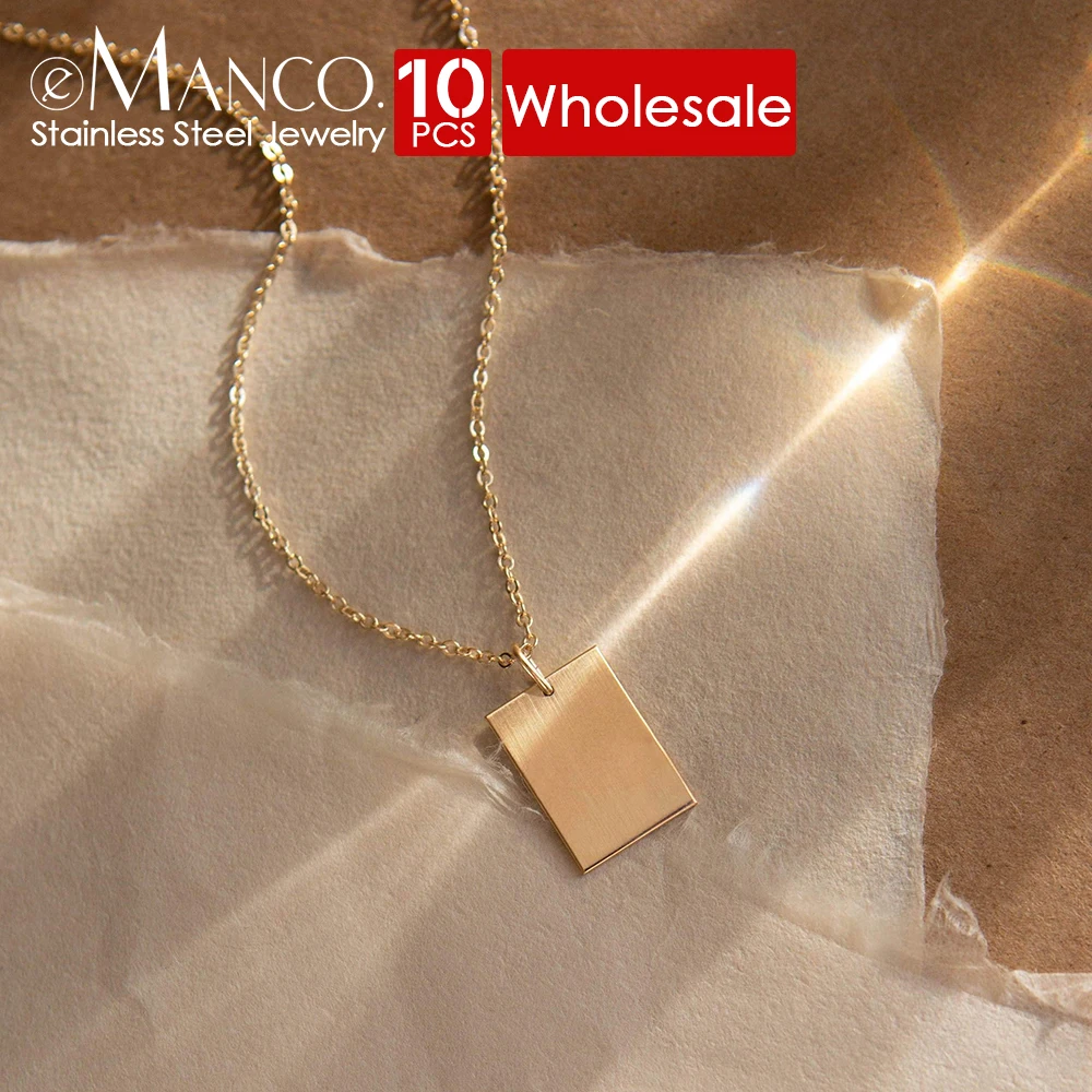 EManco 10 шт. длинная цепочка из нержавеющей стали прямоугольная подвеска ожерелье