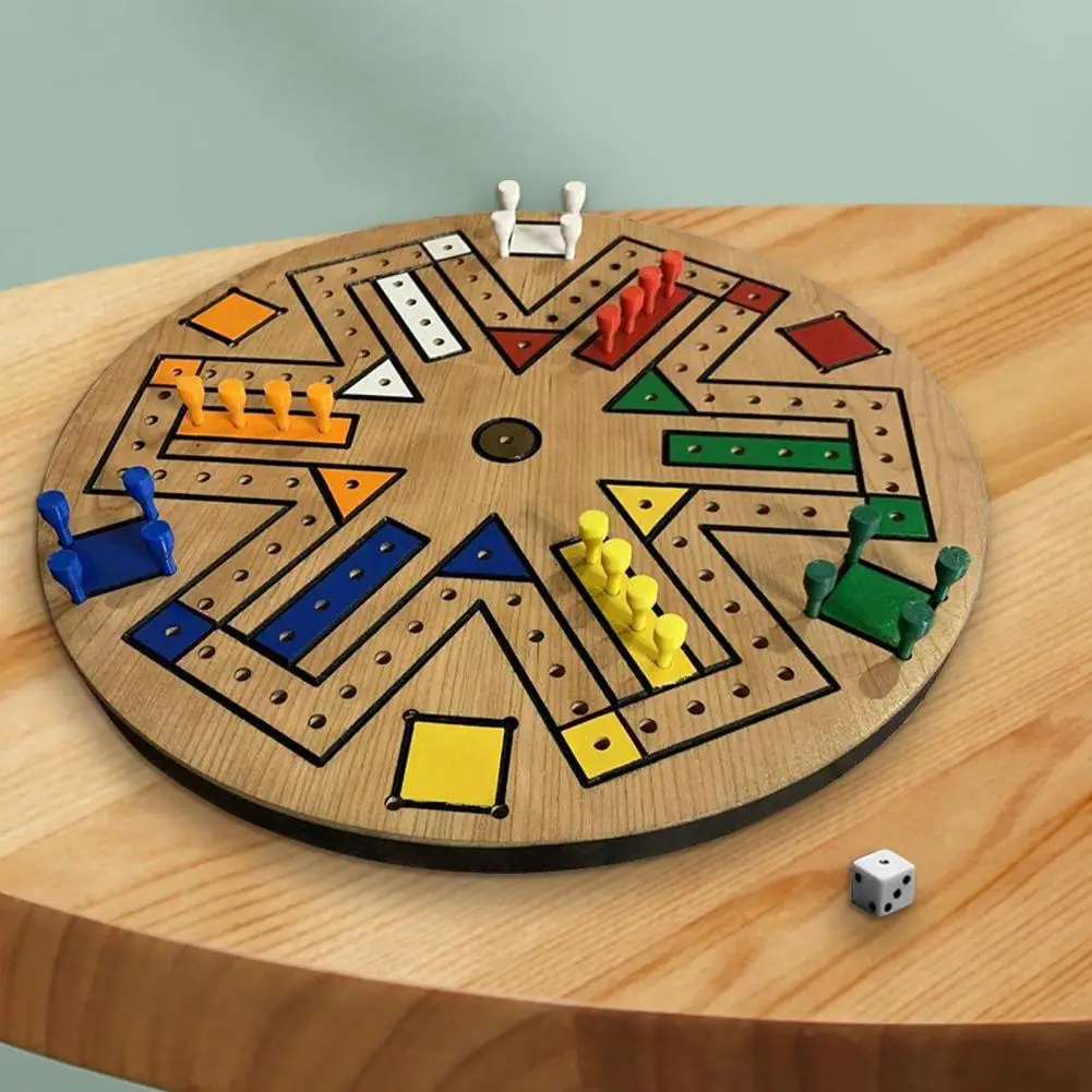 Деревянный набор модного ясного печатного Людо Шахматный набор Портативное летающее шахматное поле Развитие социальных навыков для детей.