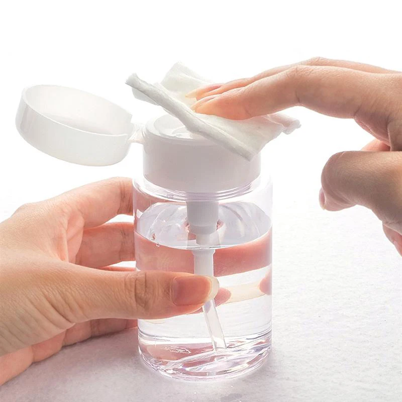 

1pc Portable Empty Plastic Press Pump Bottle Nail Polish Remover Alcohol Liquid containers Nail Art UV Gel Cleaner Bottle Tool