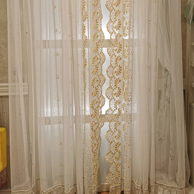 Curtains for Living Room Dining Bedroom Factory Price New Simple European Rope Embroidery Study Translucent |