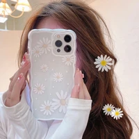ins summer fresh daisy wave frame phone case campatible for iphone 13 12 11 pro max x xs xr xsmax 7 8 plus oil painting cover