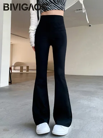 Женские брюки-клеш с высокой талией черные облегающие брюки-подковы с высокой талией весна-лето расклешенные брюки женские корейская мода штаны в корейском стиле лосины женские классические женские брюки