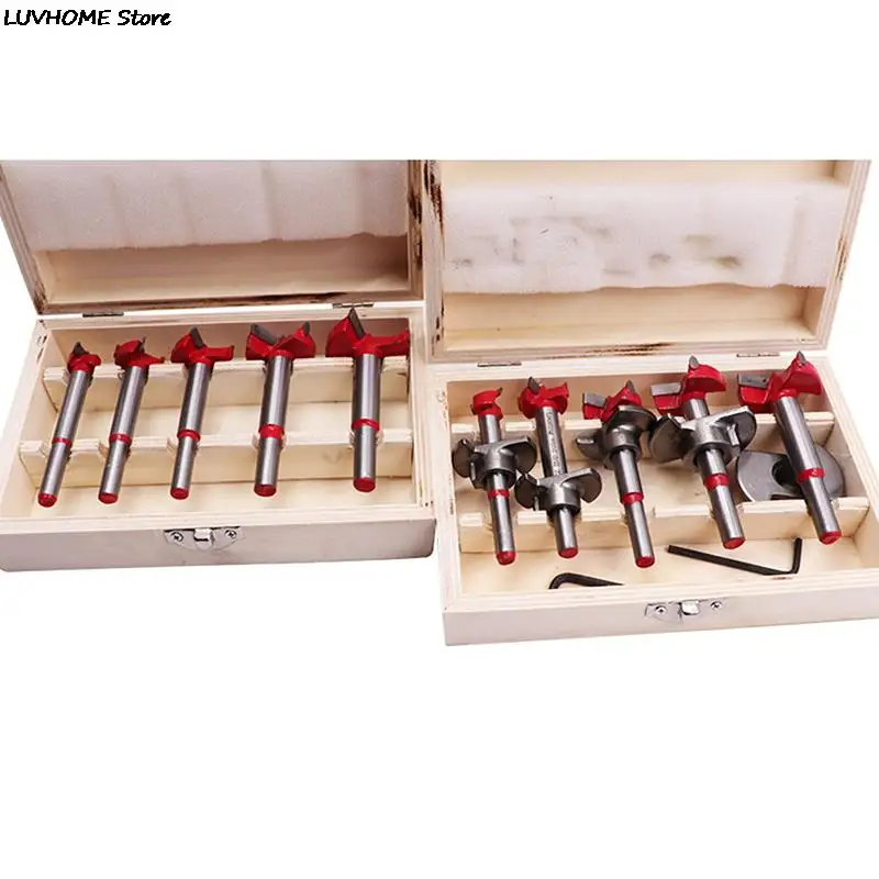 

1/5Pcs Hinge Hole Opener Woodworking Carbide Drill Bits Set Positioning Hole Saw Kit Adjustable 15mm,20mm,25mm,30mm,35mm