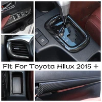 whole interior carbon fiber texture sticker cover lift button water cup holder trim accessories fit for toyota hilux 2015 2021