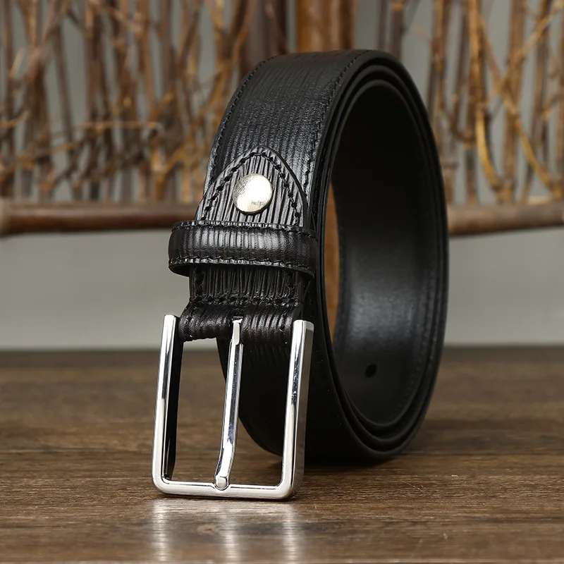 3.5CM Pure Cowhide High Quality Genuine Leather Belts for Men Strap Male Pin Buckle Business Suit West Belt Jeans Cowboy Cintos