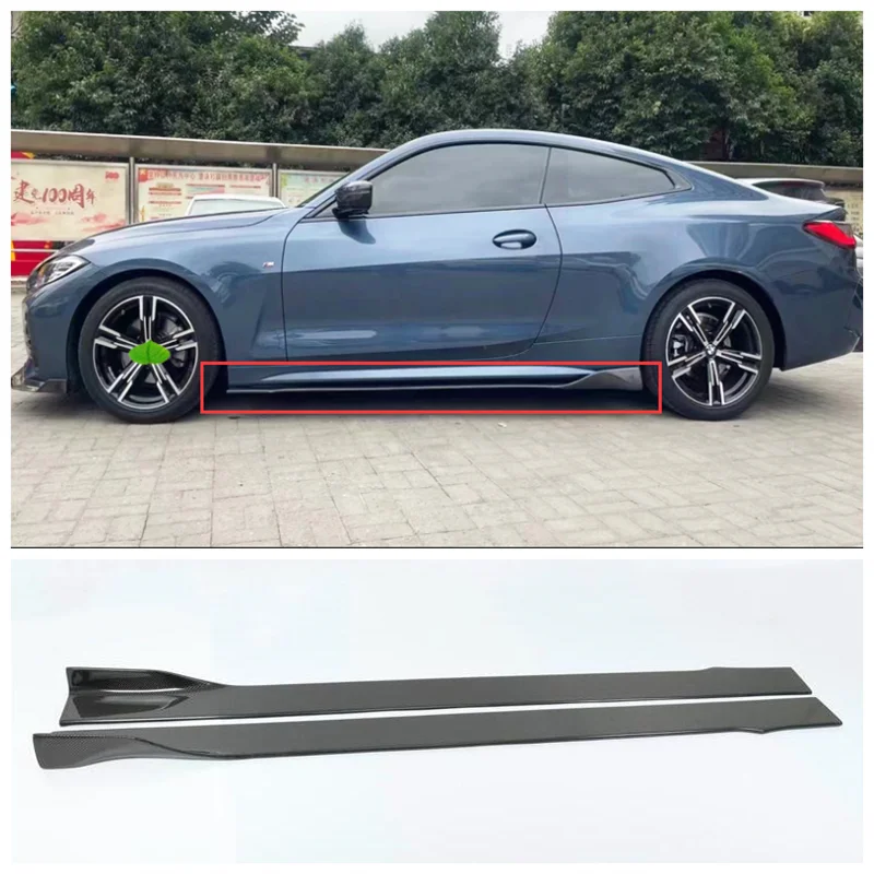 

For BMW 4 Series G22 G23 G26 2020-2022 High Quality 2Pcs/1Set Carbon Fiber Side Skirt Spoiler Protector Cover