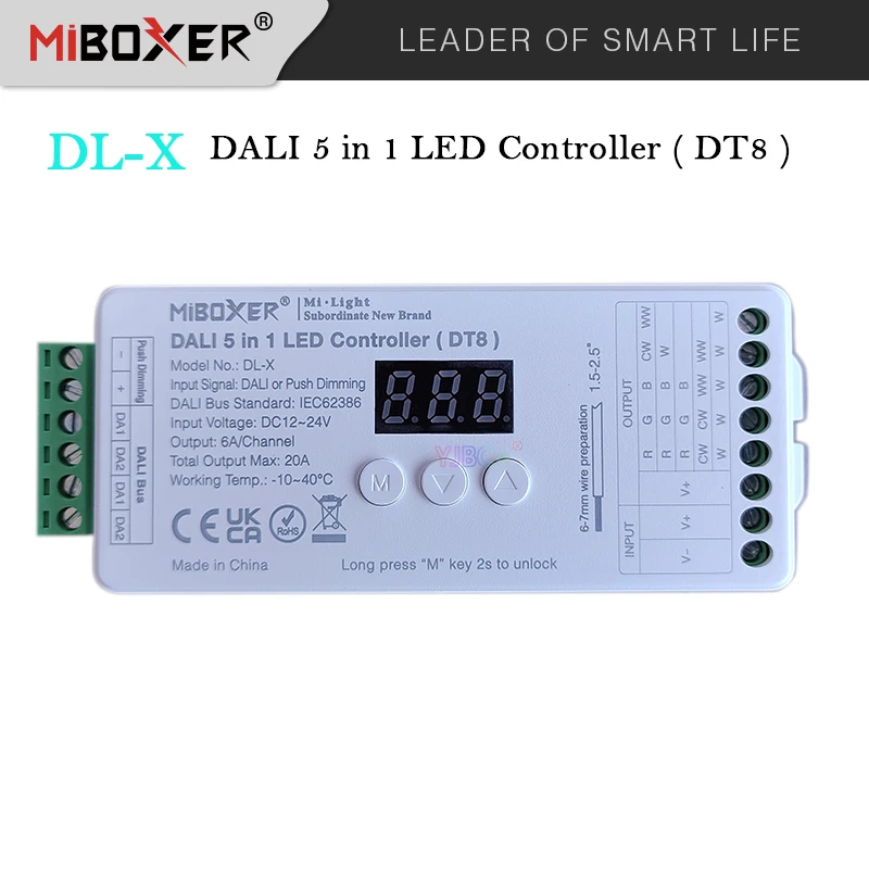 Светодиодный контроллер Miboxer DL-X DALI 5 в 1 одноцветный DT8 DL-X/CCT/RGB/RGBW/RGB+CCT умный диммер