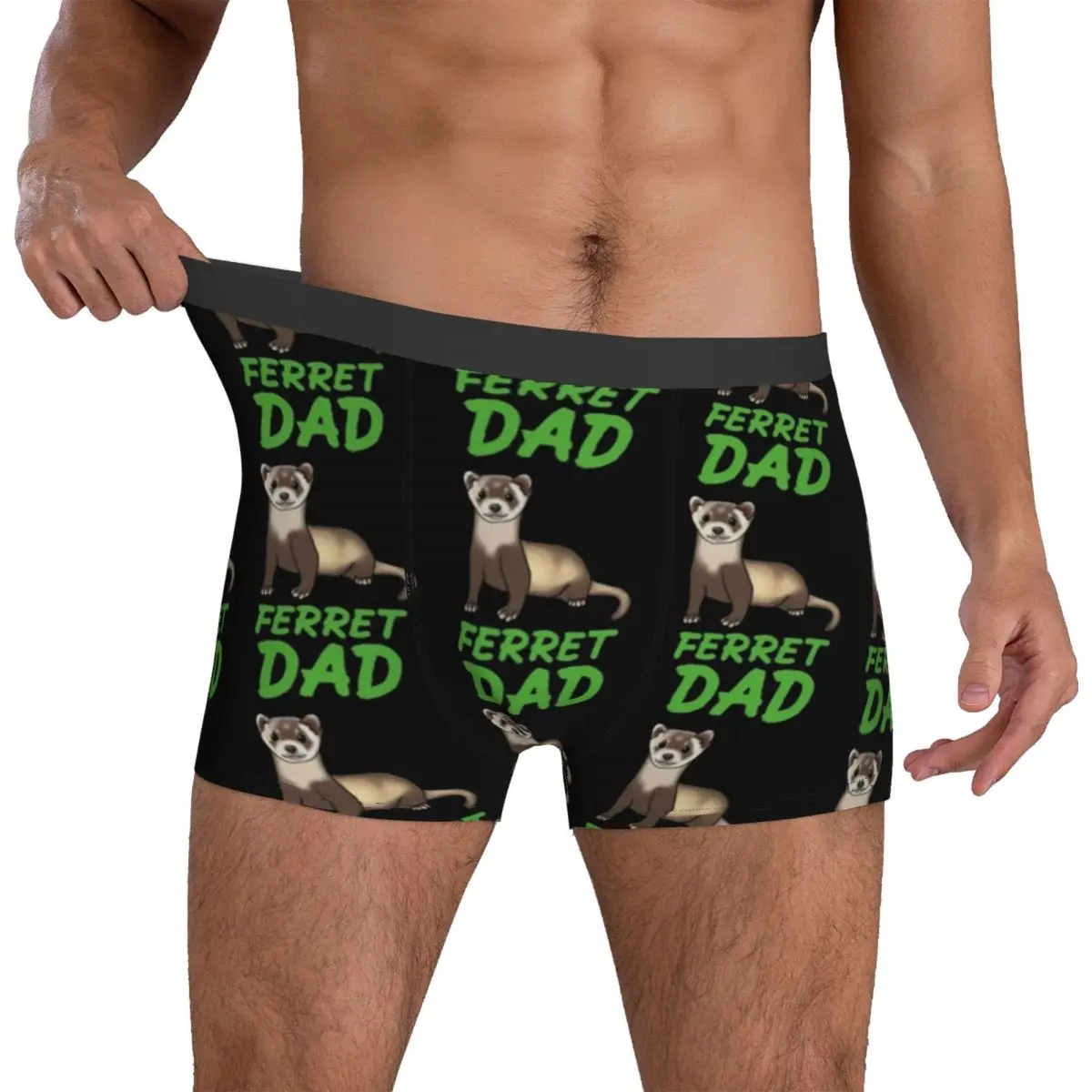 

Ferret Dad Underwear Green Letters Print 3D Pouch High Quality Boxershorts Printed Shorts Briefs Stretch Panties Plus Size 2XL