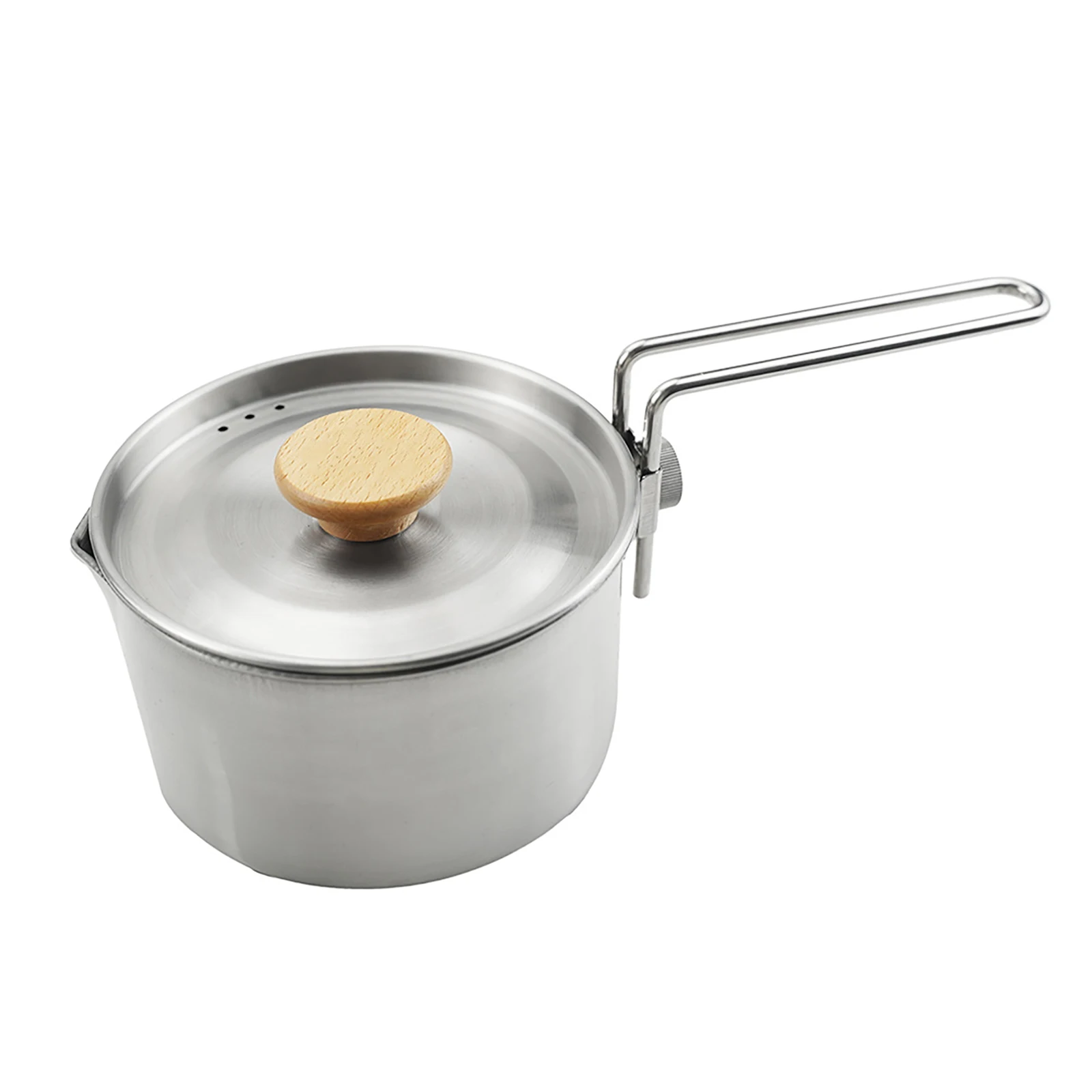 

Portable Stainless Steel Cookware Pot With Folding Handle For Hiking Backpacking Outdoor Coffee Maker Foldable Handle Kettle