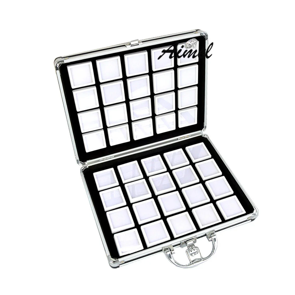 Portable Travel Gem Box Gemstone Storage Case  Beads Diamond Pendant Exhibition Box Shockproof Gem Jars Box Tray