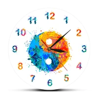watercolor yin yang modern design printed wall clock for yoga studio zen symbol spiritual home decor mediation art wall watch