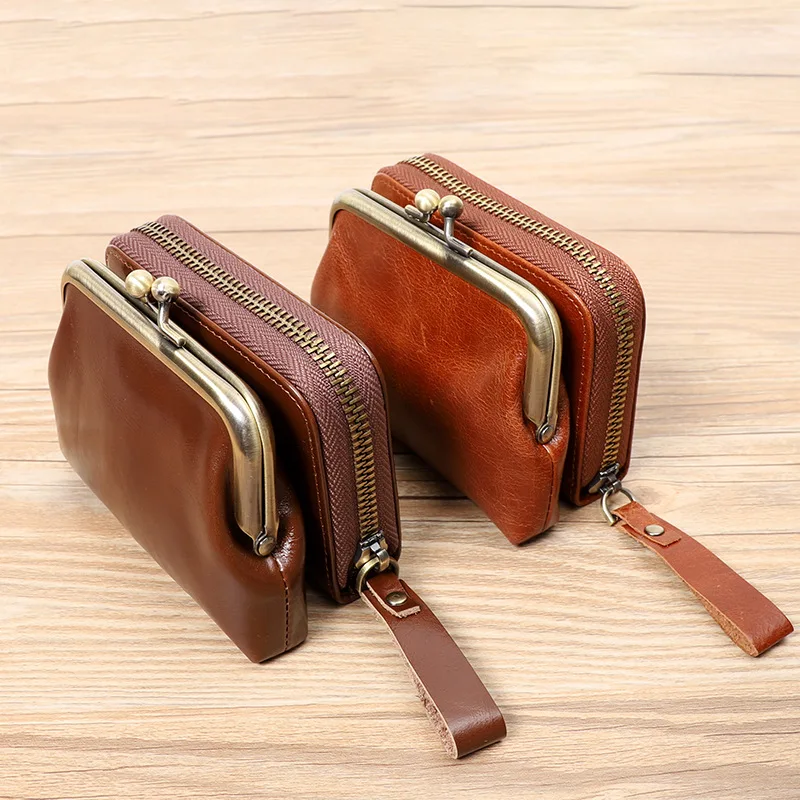 

New Leather Women's Wallet Female Short Retro Three-fold Folding Student Version Simple Multi-card Coin Purse Famous Designer