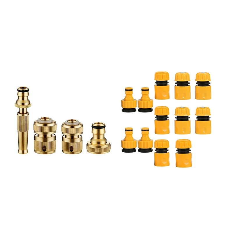 

Brass Hose Fittings, 4-Piece With 12Pcs Garden Irrigation Hose Connectors Kits