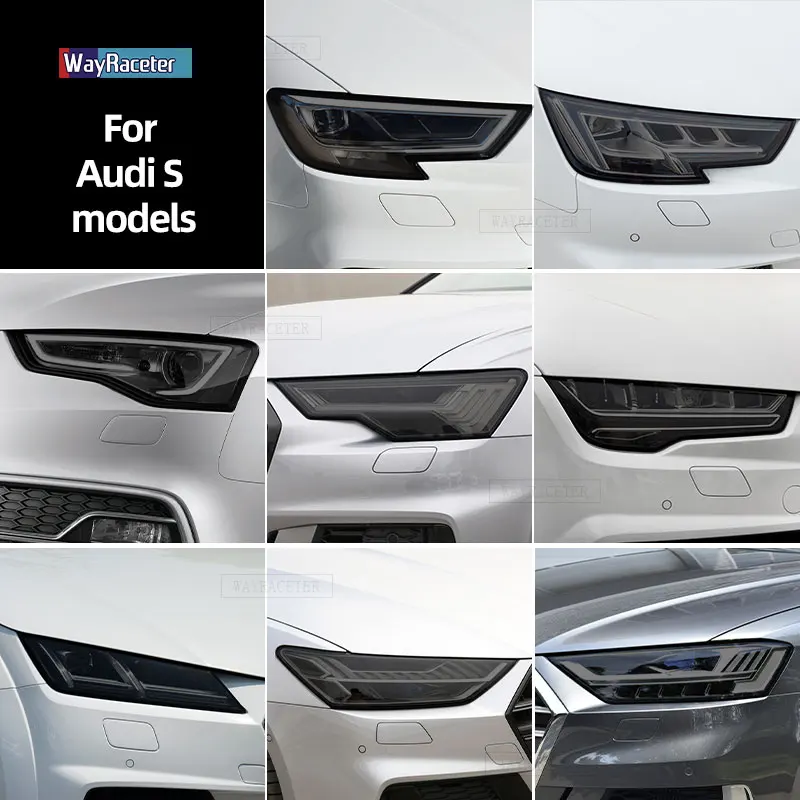 2 Pcs Smoked Black TPU Protective Sticker Headlight Tint Film For Audi S3 8V 8Y S4 B8 B9 S5 S6 C8 S7 S8 D4 TTS 8S Accessories 2 Pcs Smoked Black TPU Protective Sticker Headlight Tint Film For Audi S3 8V 8Y S4 B8 B9 S5 S6 C8 S7 S8 D4 TTS 8S Accessories