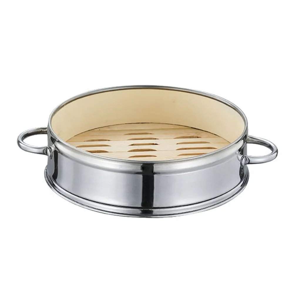 

1pc Steamer Basket Bamboo With Stainless Steel Ring Set Food Steamer For Bao Buns Kitchen Cookware Cooking Tools