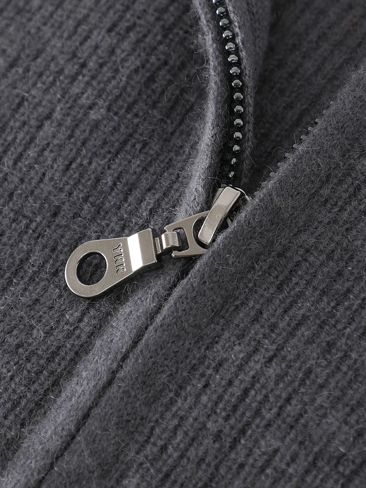 Мужской кашемировый свитер на молнии ANGEL черный утепленный Повседневный базовый