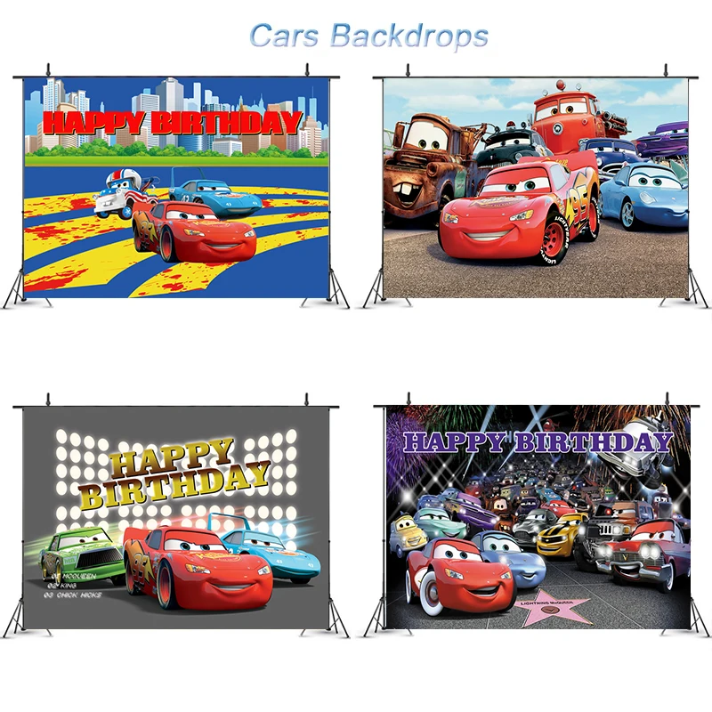 

Виниловый фон для студийной фотосъемки с тематикой Disney Cars Mcqueen