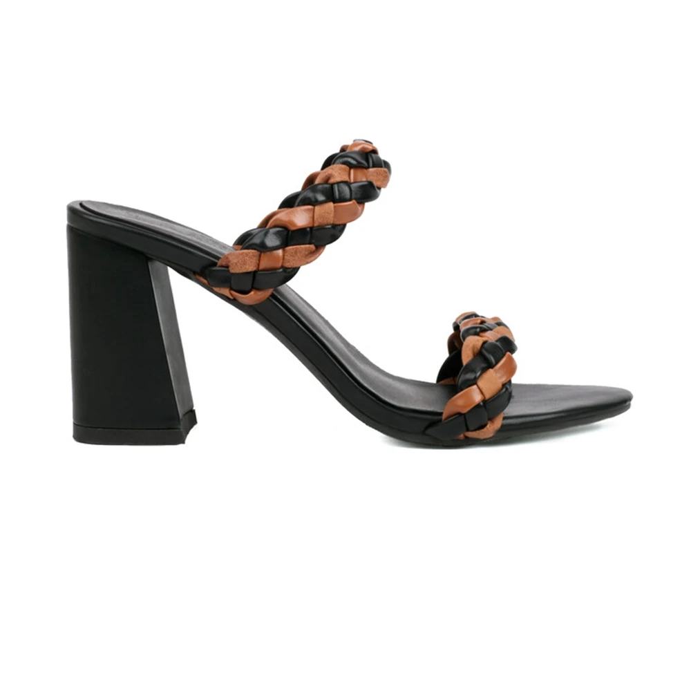 Сандалии женские кожаные на платформе простые модные шлепанцы высоком