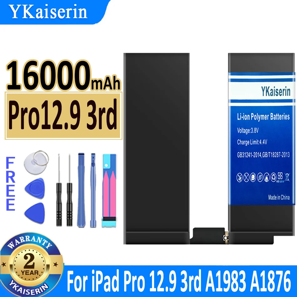 16000mAh YKaiserin Battery Pro12.9 3rd For Apple iPad Pro 12.9 3rd 3 Gen A1983 A1876 A1895 A2014 A2043 Bateria