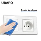 Розетка настенная из закаленного стекла UBARO, электрическая штепсельная розетка, французский стандарт, Ac110-250V, 16 А, 5 В, 2 А, 146*86 мм
