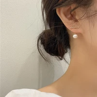 new korean crystal line metal pearl stud earrings for women girl simple gold color small earring party jewelry