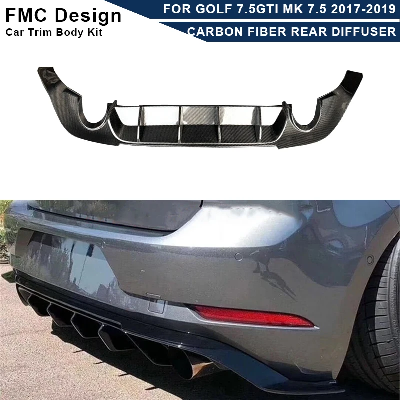 

Губа заднего бампера из углеродного волокна для Golf 7,5 GTI MK7.5 2017-2019 FRP, сплиттер заднего бампера, губа, диффузор, крышка, комплект отделки кузова