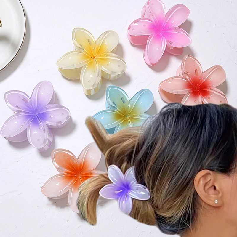 

Корейский градиентный цветочный зажим для волос в форме когтя для женщин и девушек заколка для волос аксессуары для волос