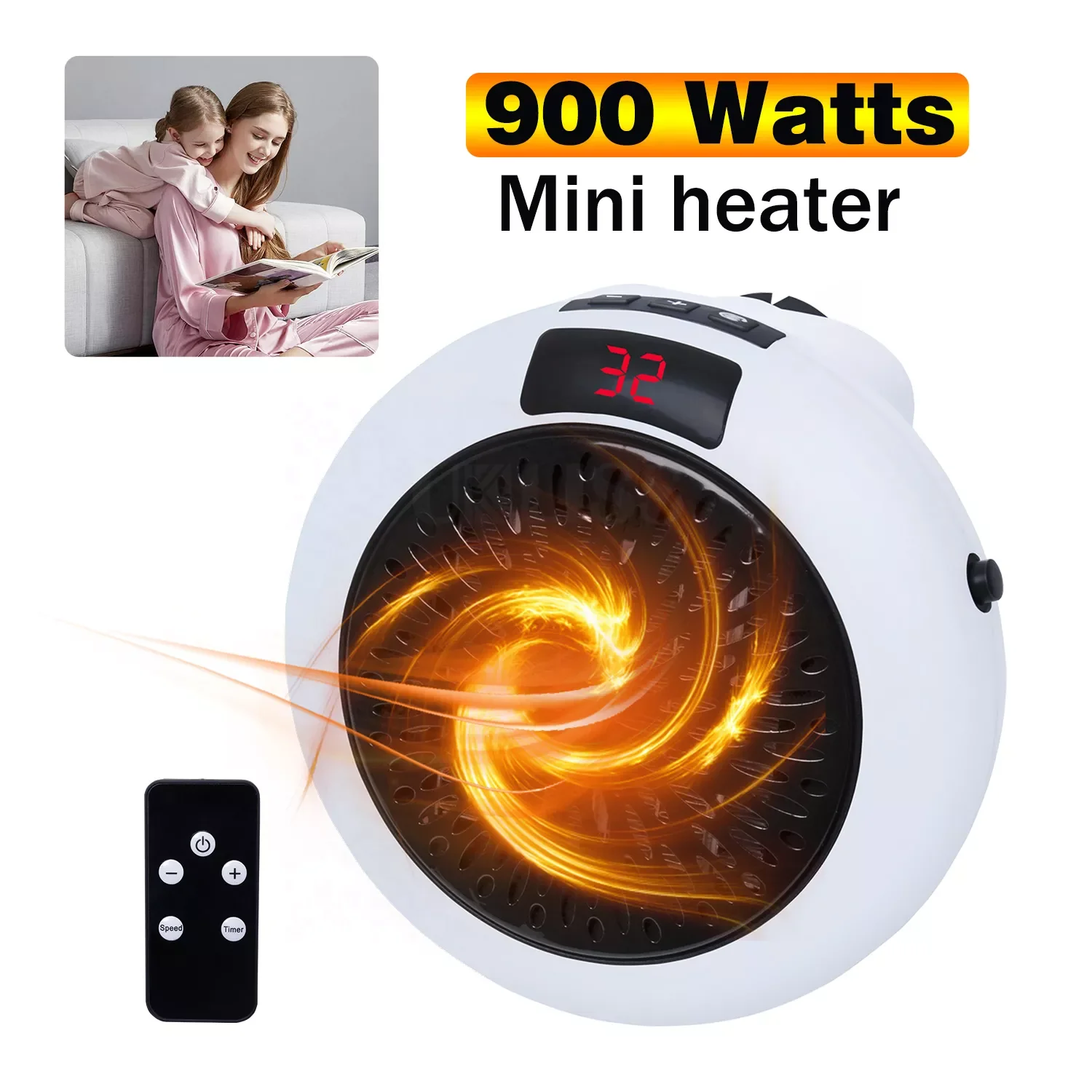 

Portable Heater Blower 220V 900W Electric Mini Heater Bathroom Heating Home Wall Heater Hand Warmer Winter Heating Fans