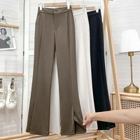 2022 autumn high waist flare pants women loose solid color suits pant office lady casual split baggy trousers pantlaton