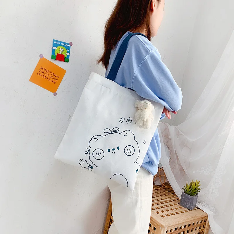

Canvas Bag Female 2023 New Student Large Capacity Handbag Art School Style Simple Single Shoulder Bag