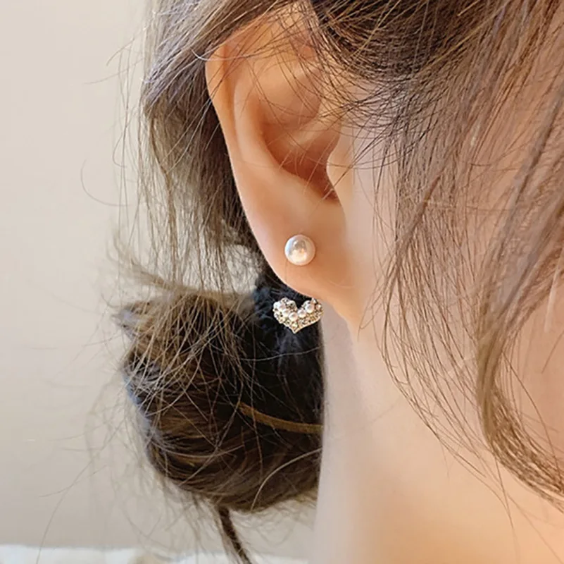 

New Ear Jewelry Simple Pearl Heart Earrings for Women