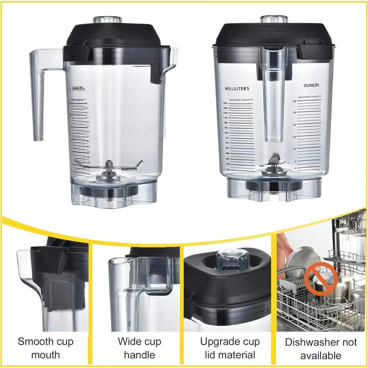 Сменный контейнер емкостью 48 унций совместимый с Vitamix the Quiet One VM0145 BarBoss запасные