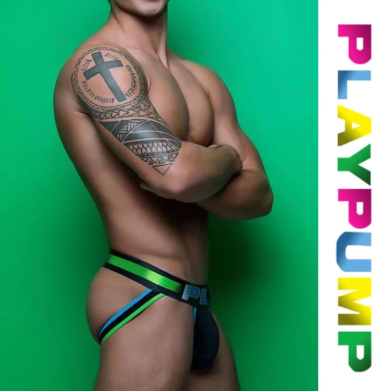 

PlayPump Sexy Jockstrap Men Cotton Low Waist Man Thongs Underwear Gay U Convex Breathable Tanga Hombre String Sissy Lingerie