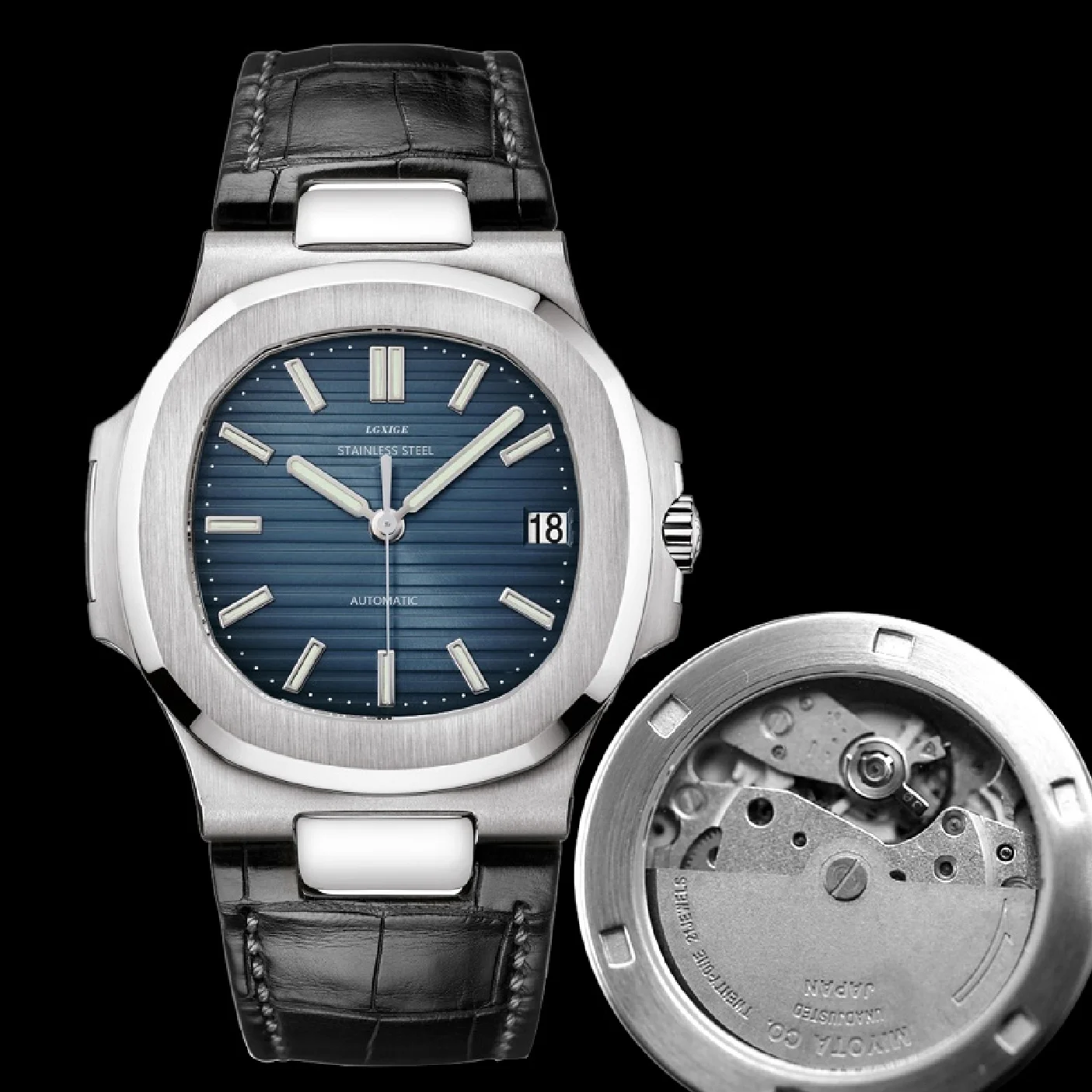 

LGXIGE Genuine Leather Men Watch Miyota 8215 Automatic Mechanical Watch Men Waterproof Stainless Steel Luxury Brand Wristwatch