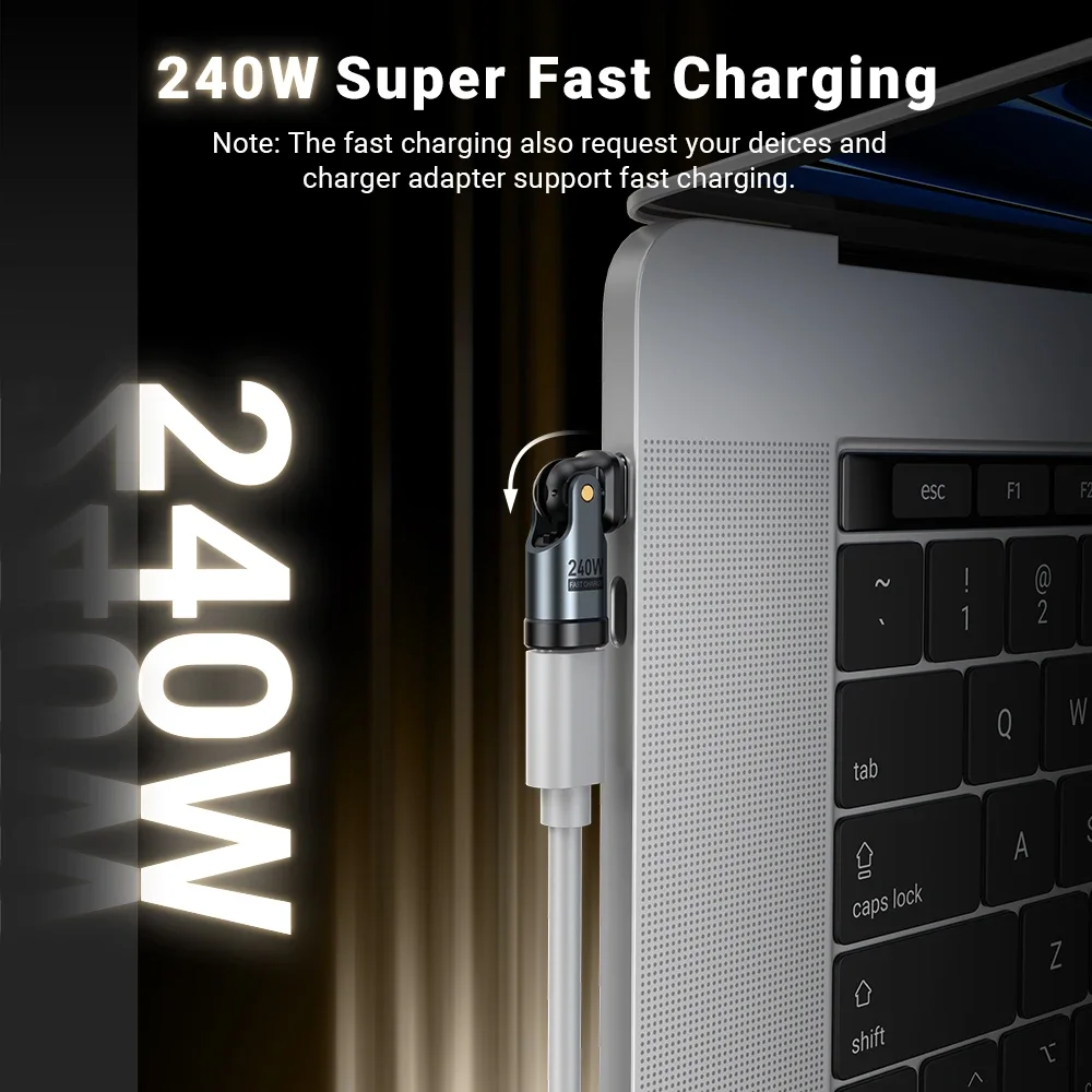AUFU 180° USB C To Type Adapter OTG 240W 5A Fast Charging Cable Male Female Converter For Macbook Samsung