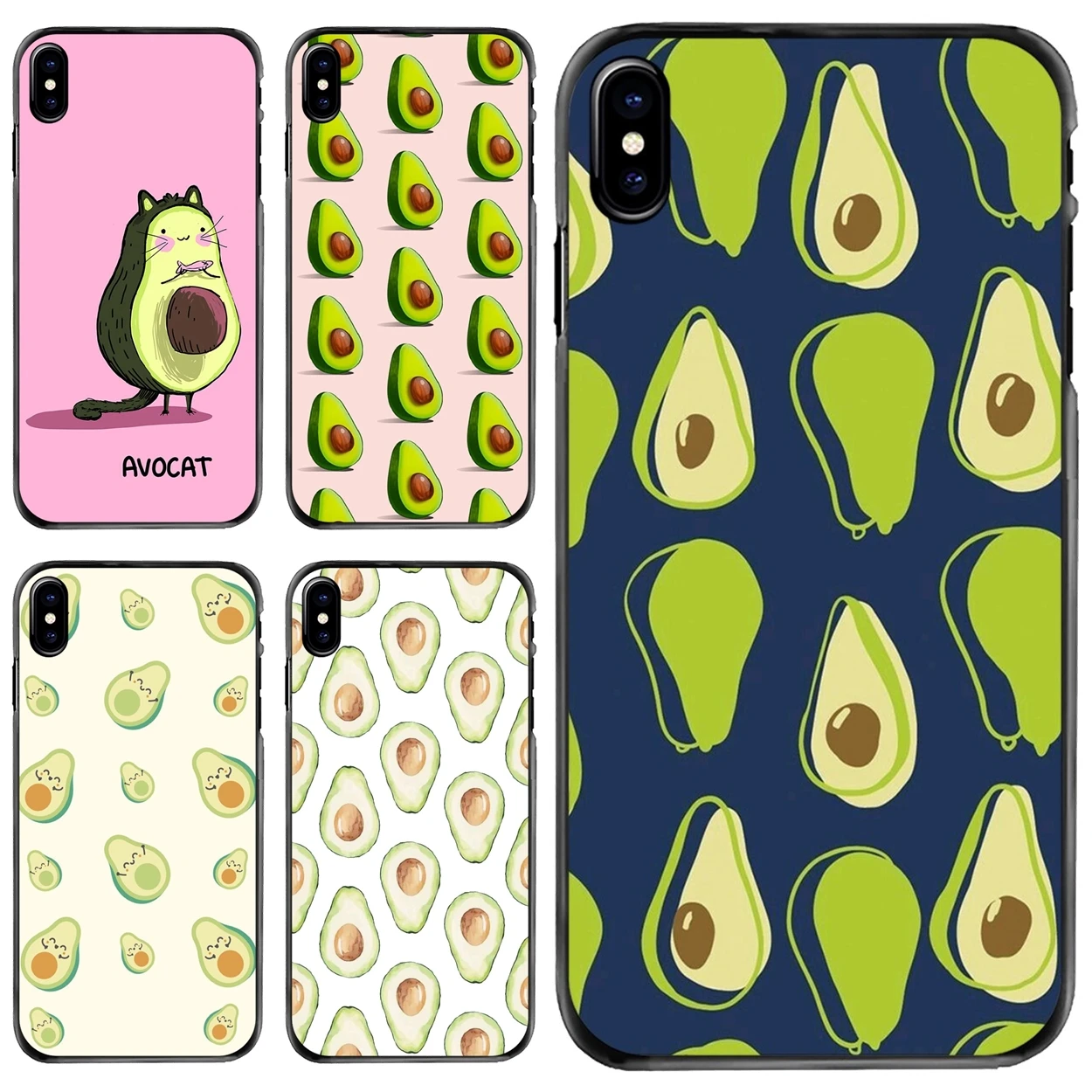 

For Apple iPhone 11 12 13 14 Pro MAX Mini 5 5S SE 6 6S 7 8 Plus 10 X XR XS Cartoon lovely avocado Hard Phone Shell Case