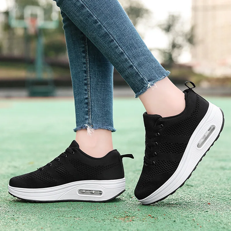 

Women Platform Sneakers 2023 Red Height Increasing Sport Casual Running Shoes Femme Spring Air Cushion Non-Slip Feminino Zapatos