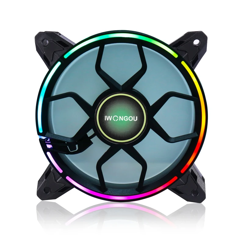 iwongou aura sync rgb fan 120mm pc cooler adjustable speed adjust led 12cm kit 6 in1 argb computer case fan controller free global shipping