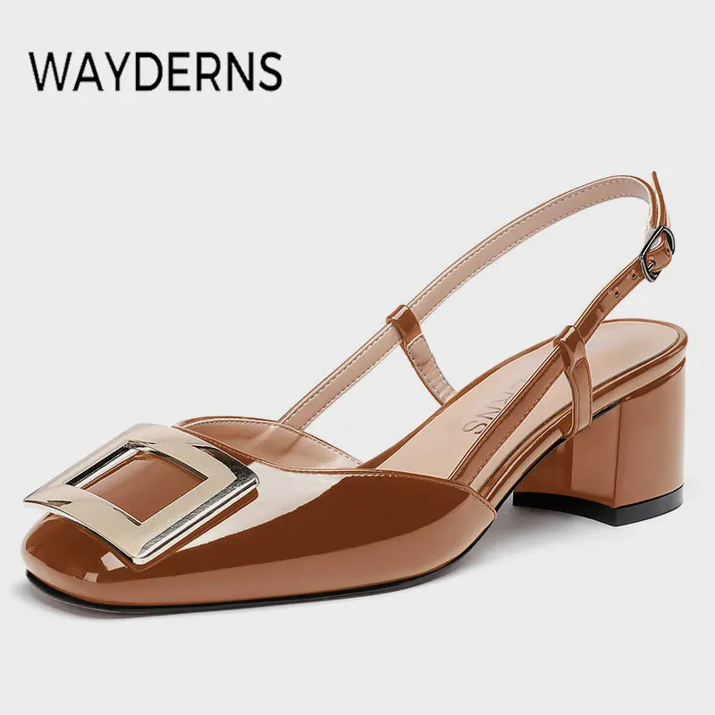 

WAYDERNS Women'S Sandals Round Toe Summer Shoes For Women Fashion Vacation Square Heels Female Footwear Size 35-43