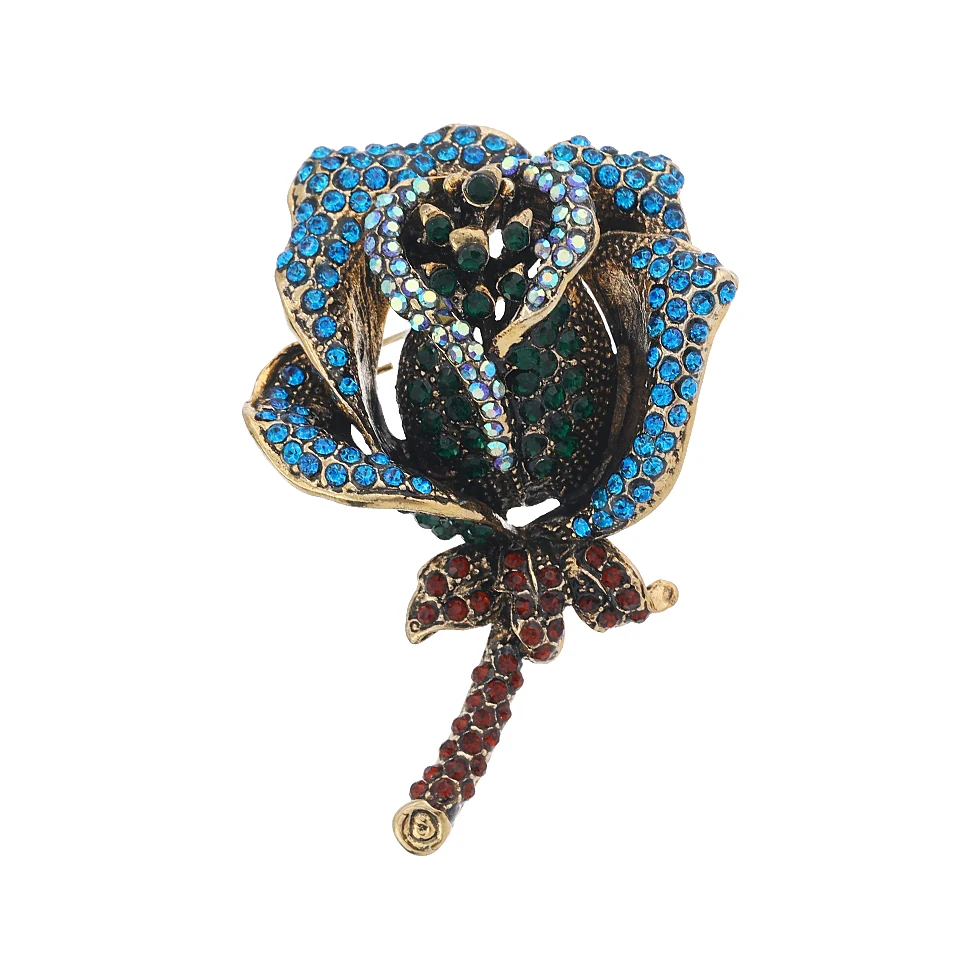 Женская Брошь в виде Розы Morkopela розовая брошь Стразы красного синего розового