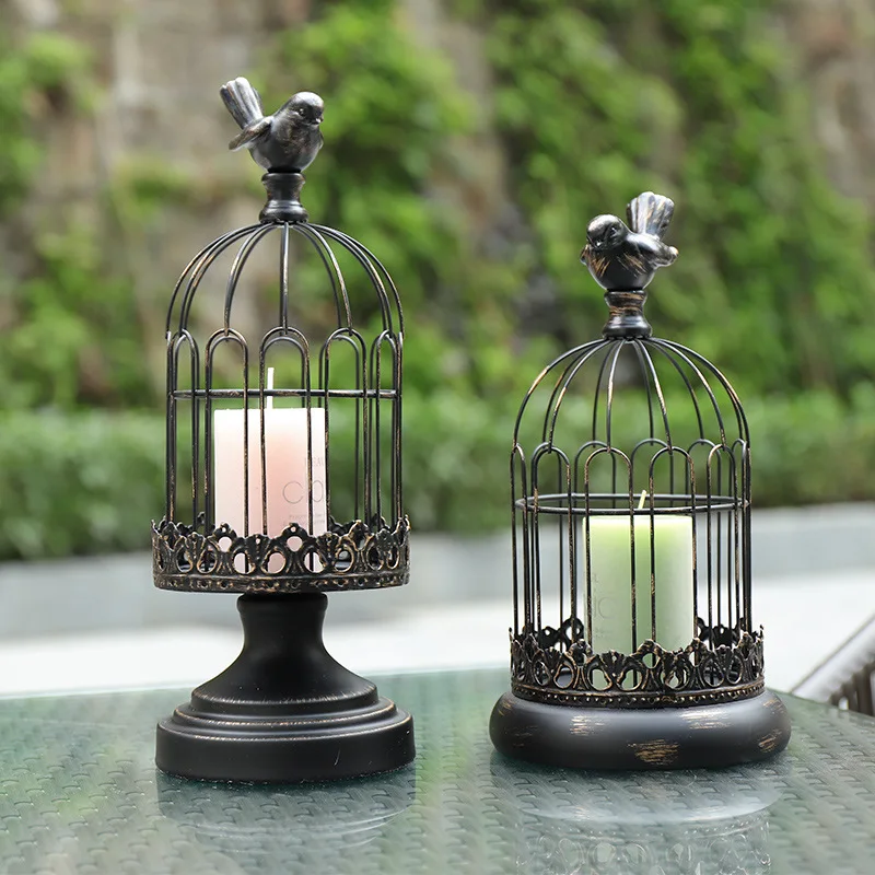 

Iron Birdcage Candle Holder Simple Retro Metal Soft Decorations Romantic Candlelight Dinner Props