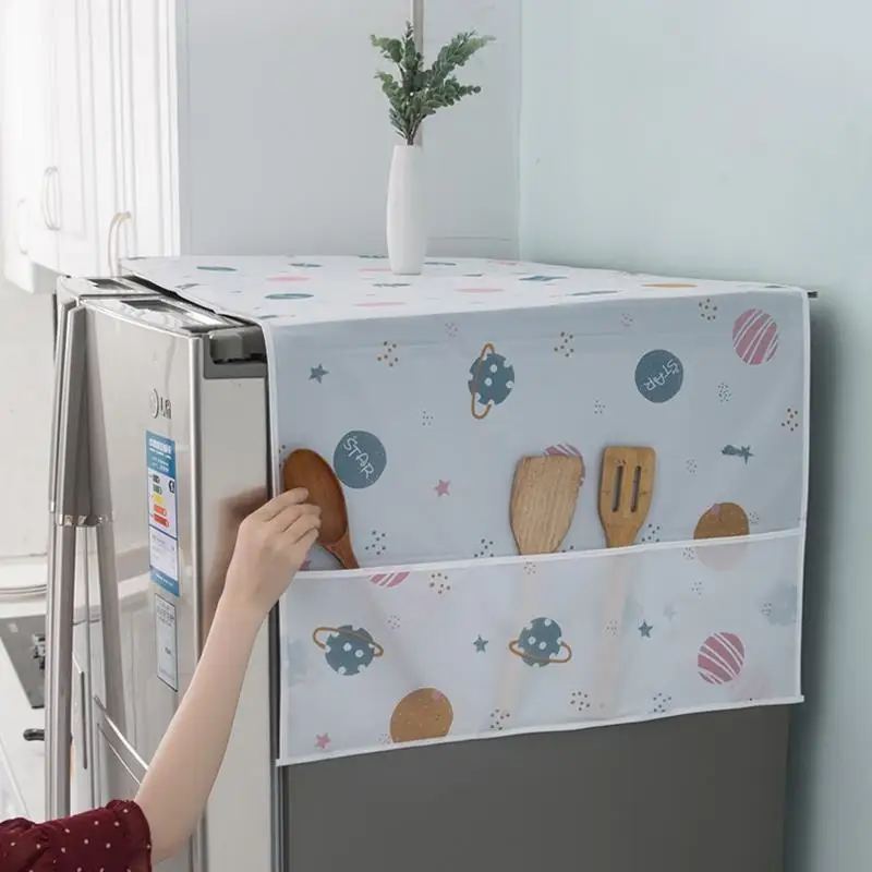 62x180CM Modern Household Dust Cloth Simplicity Printed Refrigerator Cover Refrigerator Dust Cover Storage Bag Top Cover Cloth