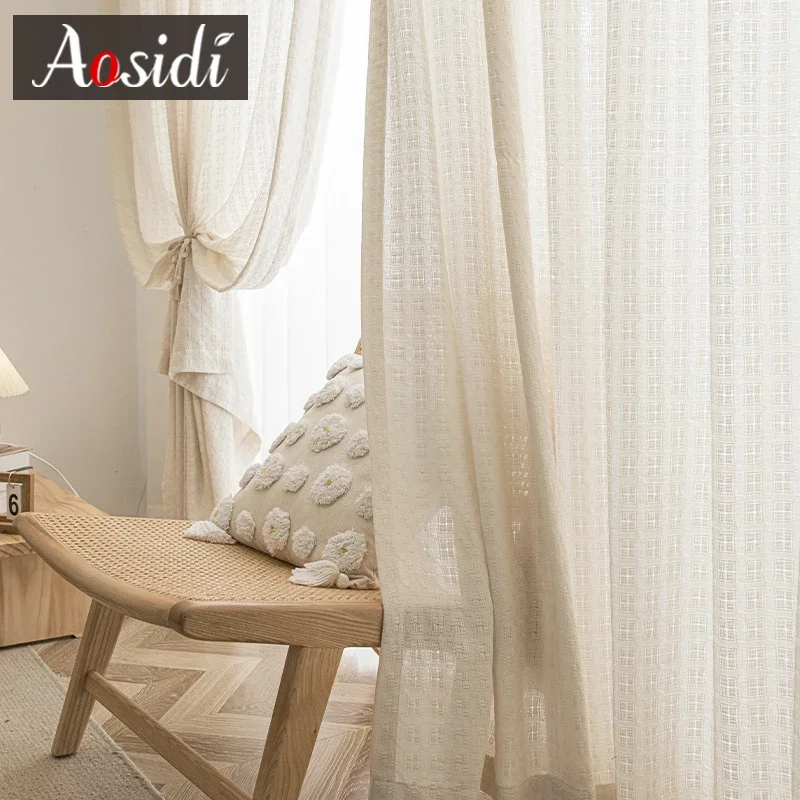 Шторы прозрачные в клетку для гостиной спальни окон однотонные тюлевые