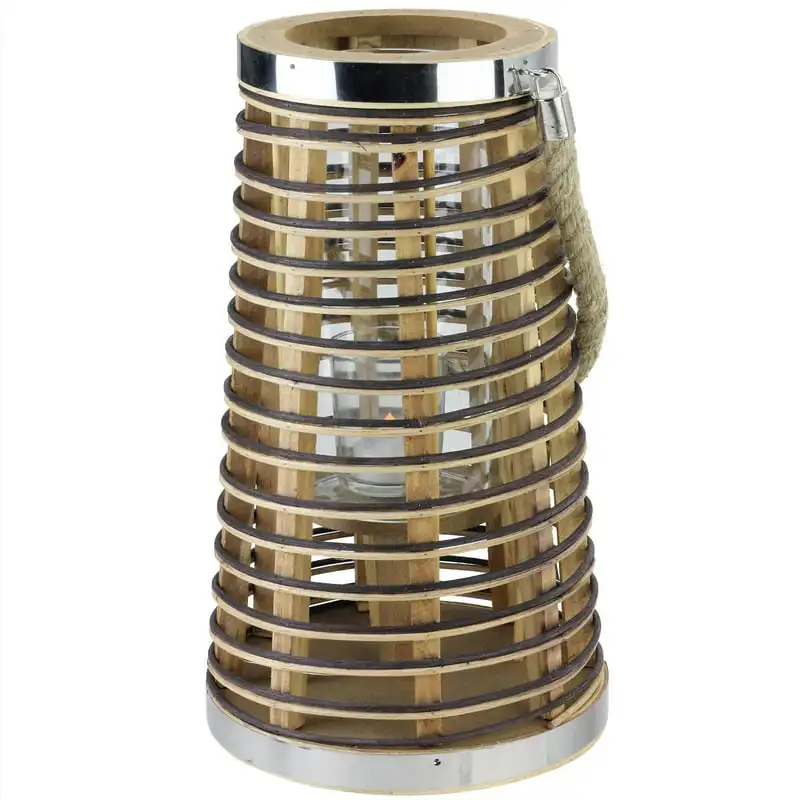 

Rustic Chic Tapered Cylinderical Rattan Candle Holder Lantern with Jute Handle